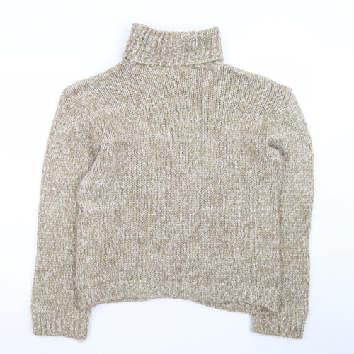 Dorothy Perkins Womens Beige Roll Neck Chunky Knit Jumper Size M