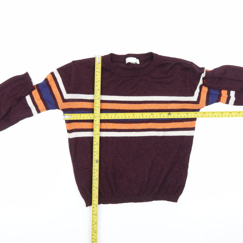 Cooperative Womens Brown Striped Crew Neck Pullover Jumper Size S
