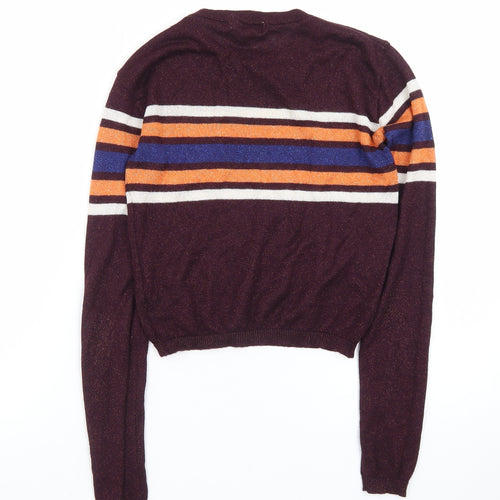 Cooperative Womens Brown Striped Crew Neck Pullover Jumper Size S