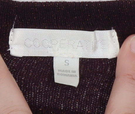 Cooperative Womens Brown Striped Crew Neck Pullover Jumper Size S