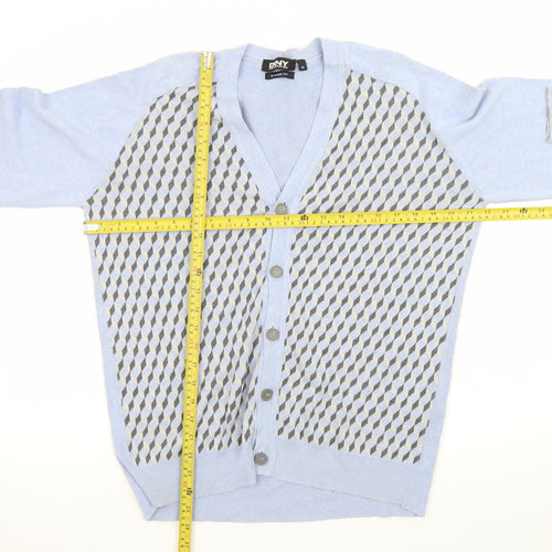 DKNY Men's Blue Geometric Classic Fit Cardigan M