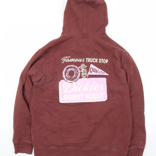 Dickies Men's Brown Pullover Hoodie M Graphic Print Fleece Sweatshirt