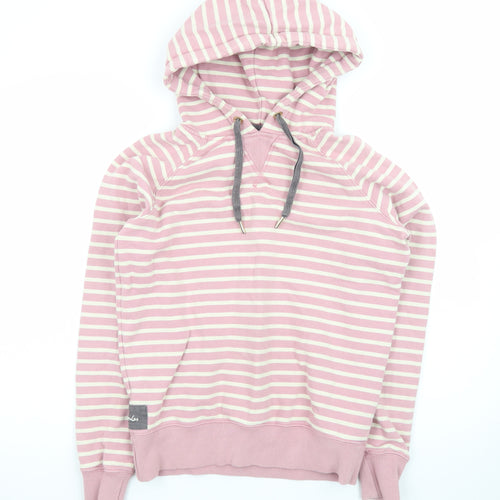 Joules Women's Pink White Striped Pullover Hoodie Size 10