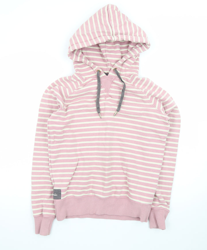Joules Women's Pink White Striped Pullover Hoodie Size 10