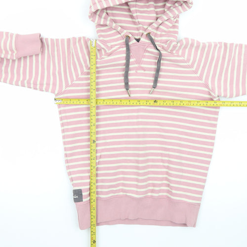 Joules Women's Pink White Striped Pullover Hoodie Size 10