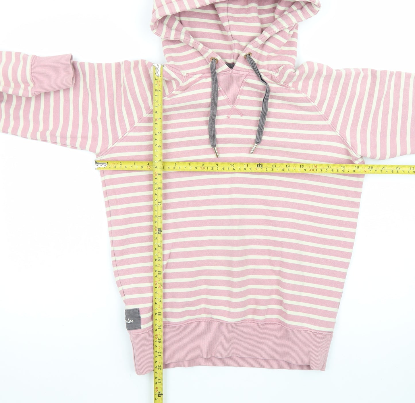 Joules Women's Pink White Striped Pullover Hoodie Size 10