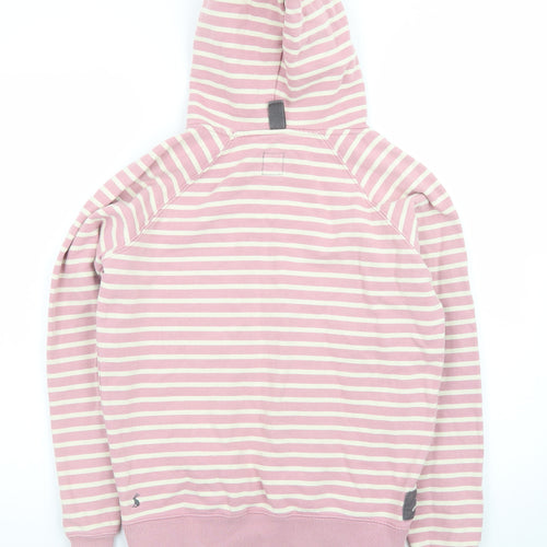 Joules Women's Pink White Striped Pullover Hoodie Size 10