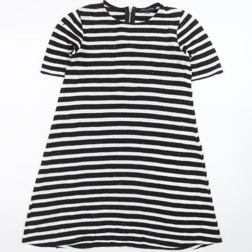 French Connection Women's Black White Striped Shift Dress Size 8