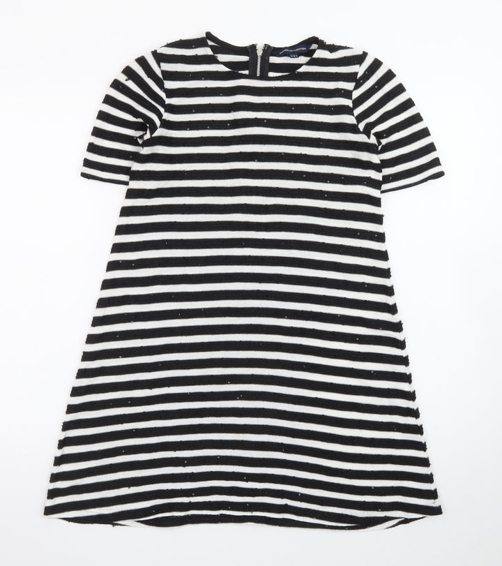 French Connection Women's Black White Striped Shift Dress Size 8