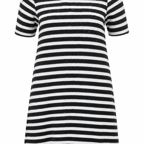 French Connection Women's Black White Striped Shift Dress Size 8