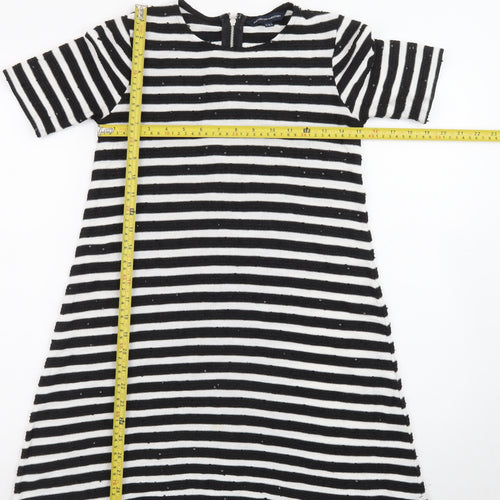 French Connection Women's Black White Striped Shift Dress Size 8