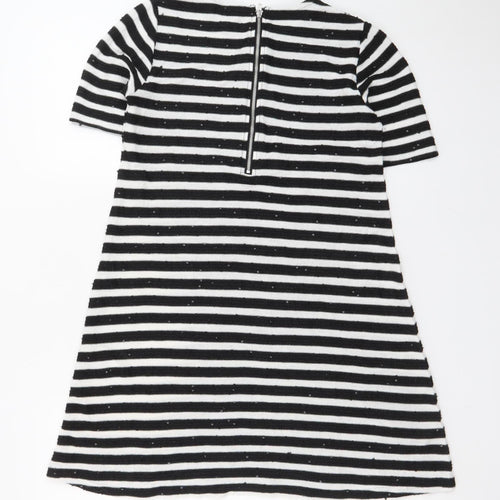 French Connection Women's Black White Striped Shift Dress Size 8