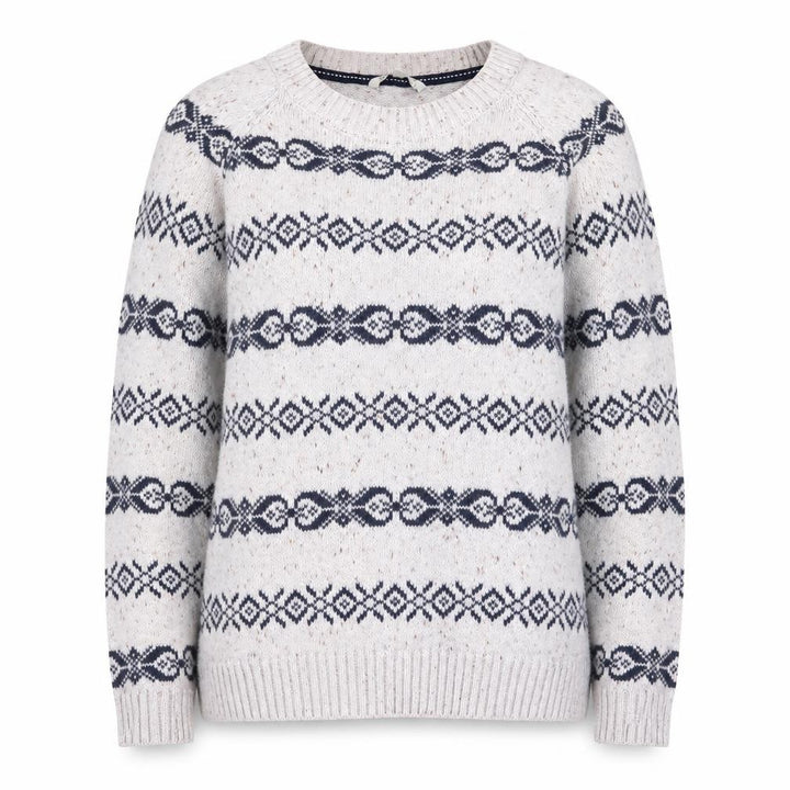 FatFace Womens Beige Fair Isle Wool Jumper Size 10 Raglan Knit