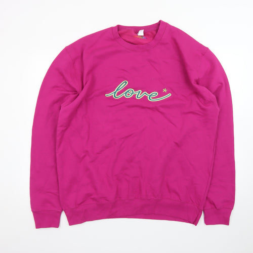 Percy & Nell Womens Pink Crew Neck 'Love' Cotton Sweatshirt XL