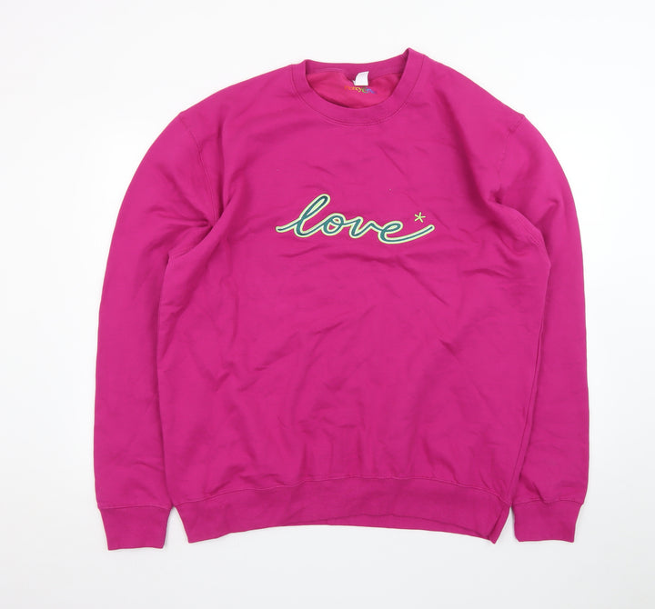 Percy & Nell Womens Pink Crew Neck 'Love' Cotton Sweatshirt XL