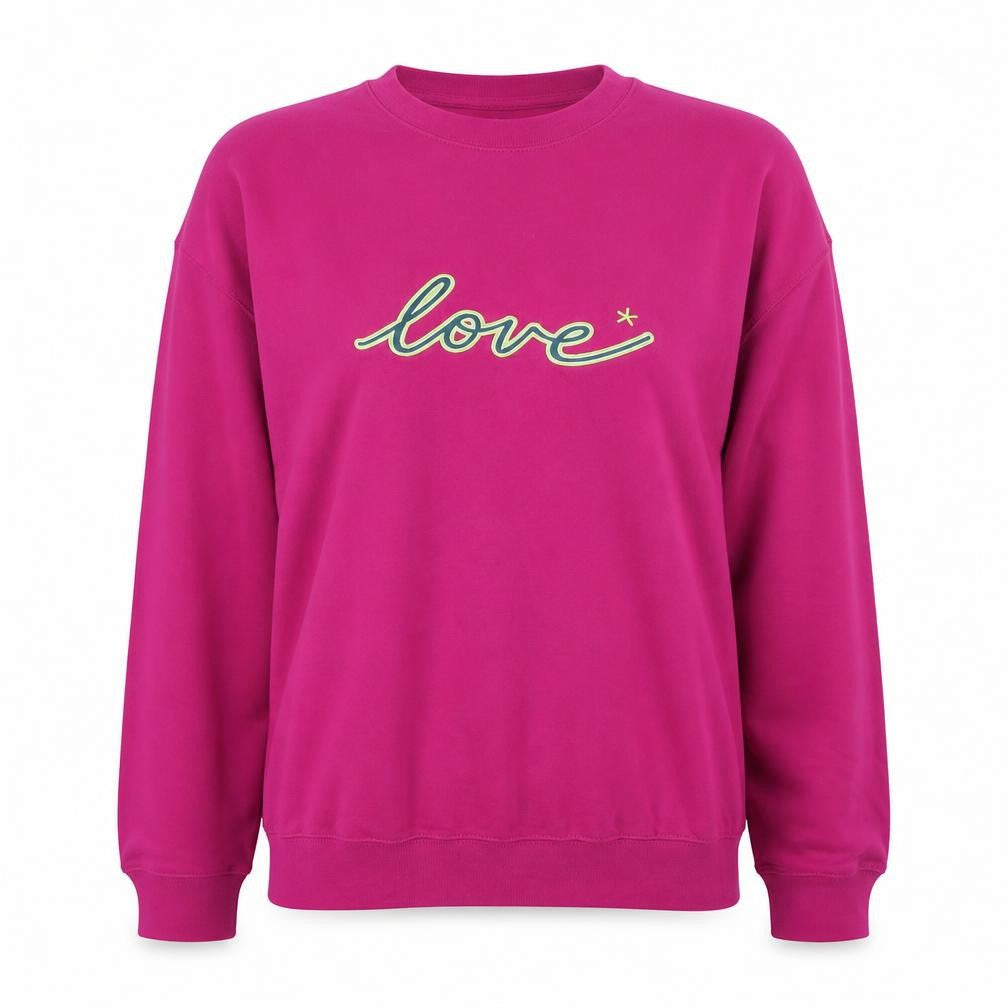 Percy & Nell Womens Pink Crew Neck 'Love' Cotton Sweatshirt XL