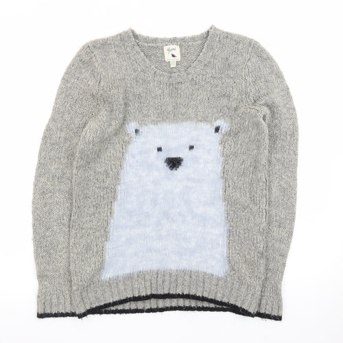 Yumi Women’s Grey Polar Bear Knit Long Sleeve Pullover Jumper Size 10