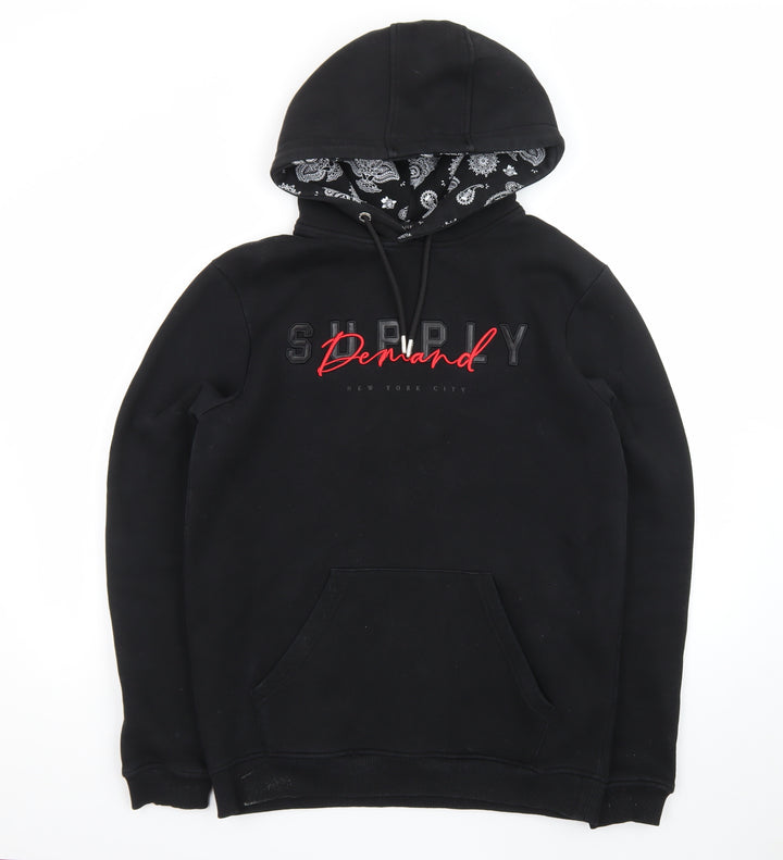 Supply & Demand Men's Black Pullover Hoodie M Graphic Print Paisley Lined