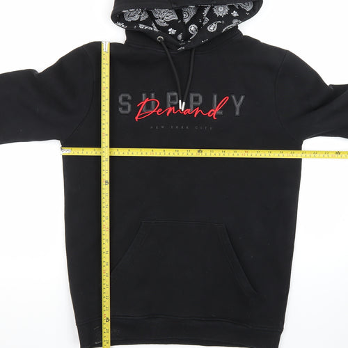 Supply & Demand Men's Black Pullover Hoodie M Graphic Print Paisley Lined