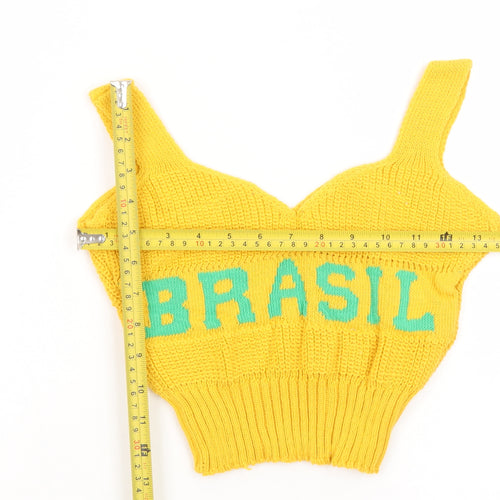Adriana Franco Dias Women's Yellow Cropped Knit Tank Top M