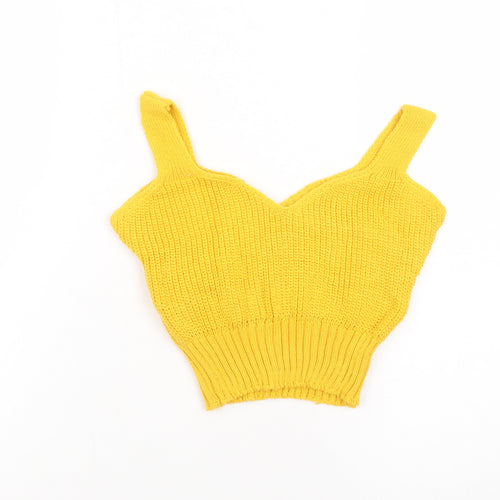 Adriana Franco Dias Women's Yellow Cropped Knit Tank Top M