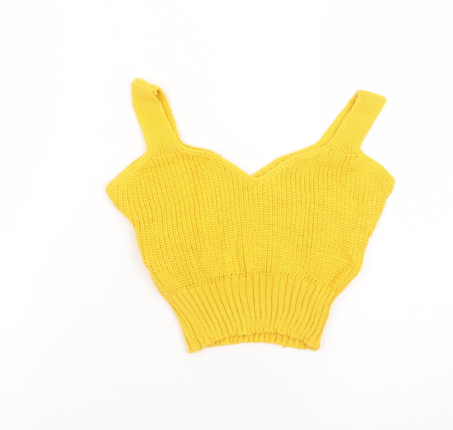 Adriana Franco Dias Women's Yellow Cropped Knit Tank Top M