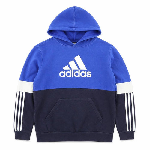 Adidas Boys Blue & Navy Hoodie 15-16 Years Pullover Fleece Sweatshirt