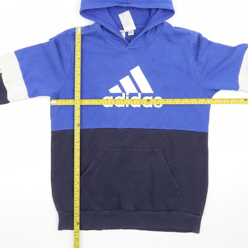 Adidas Boys Blue & Navy Hoodie 15-16 Years Pullover Fleece Sweatshirt