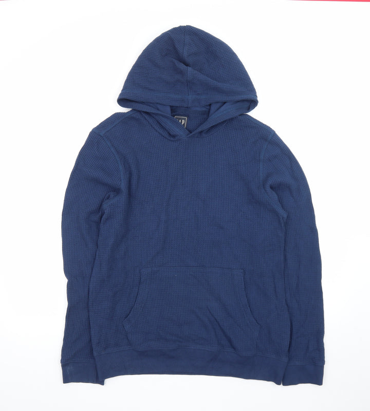 GAP Mens Blue Knit Pullover Hoodie Size M Regular Fit