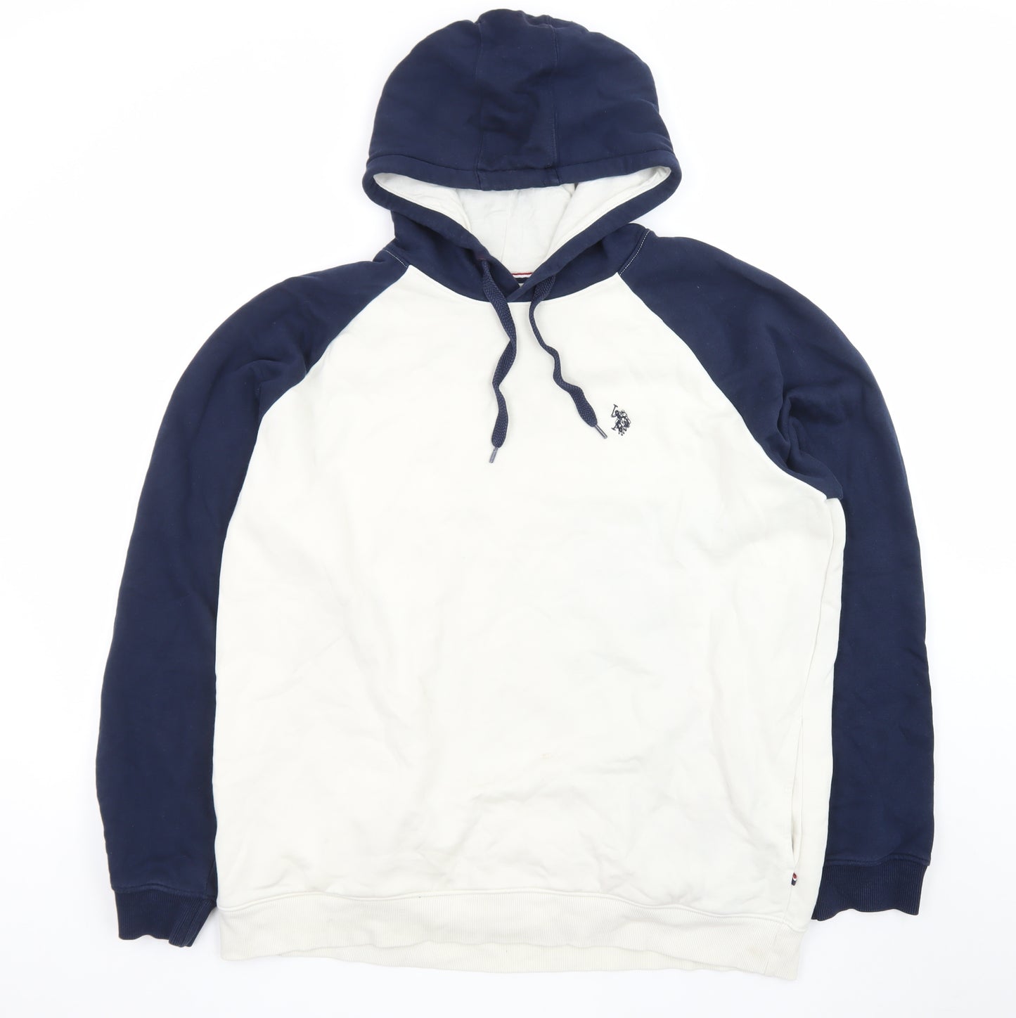 U.S. Polo Assn. Men’s White Navy Pullover Hoodie 2XL Graphic Logo