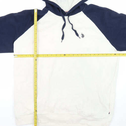 U.S. Polo Assn. Men’s White Navy Pullover Hoodie 2XL Graphic Logo