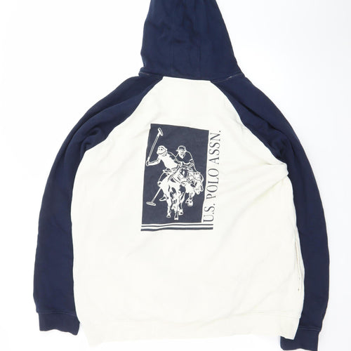 U.S. Polo Assn. Men’s White Navy Pullover Hoodie 2XL Graphic Logo
