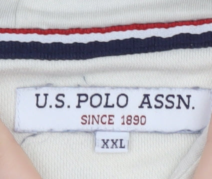 U.S. Polo Assn. Men’s White Navy Pullover Hoodie 2XL Graphic Logo