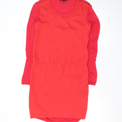 Mango Women’s Red Shift Dress Long Sleeve Size S Casual Classic