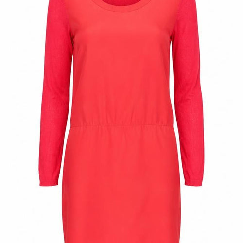 Mango Women’s Red Shift Dress Long Sleeve Size S Casual Classic