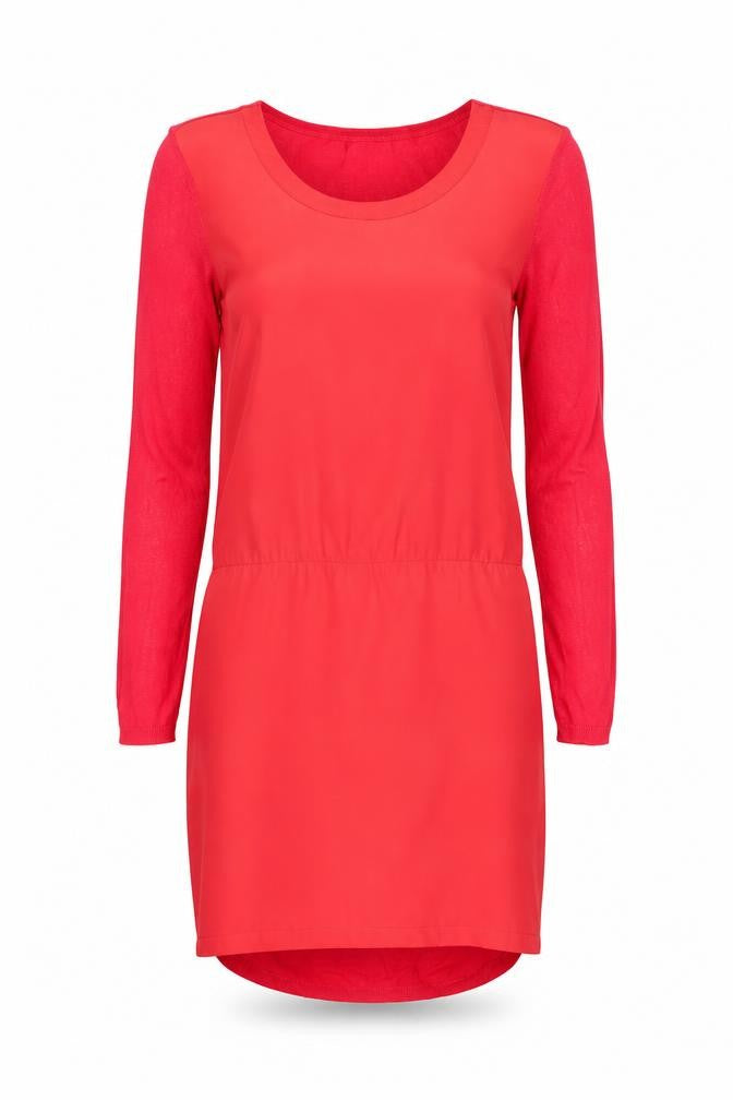 Mango Women’s Red Shift Dress Long Sleeve Size S Casual Classic