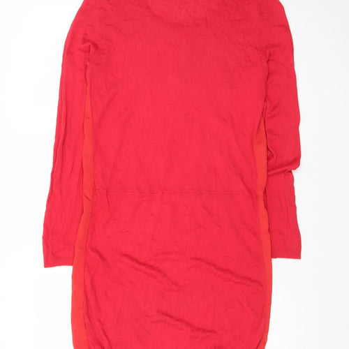 Mango Women’s Red Shift Dress Long Sleeve Size S Casual Classic