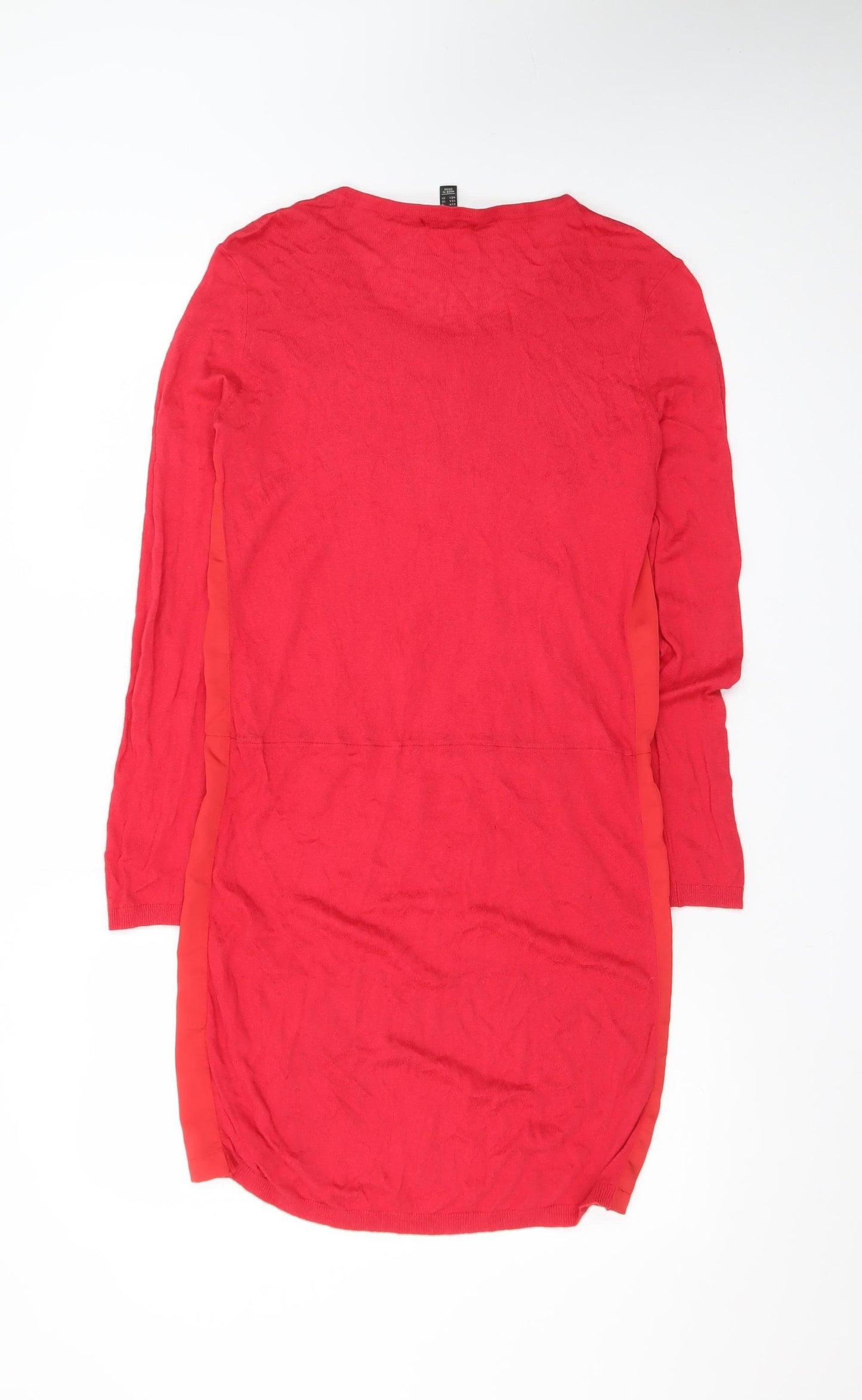 Mango Women’s Red Shift Dress Long Sleeve Size S Casual Classic