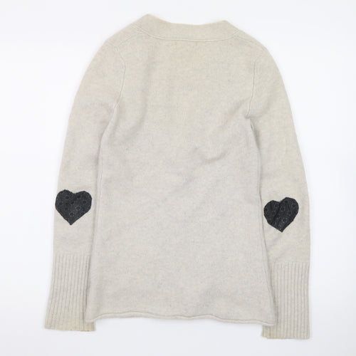 GAP Women Beige Cashmere Long Sleeve V-Neck Cardigan M