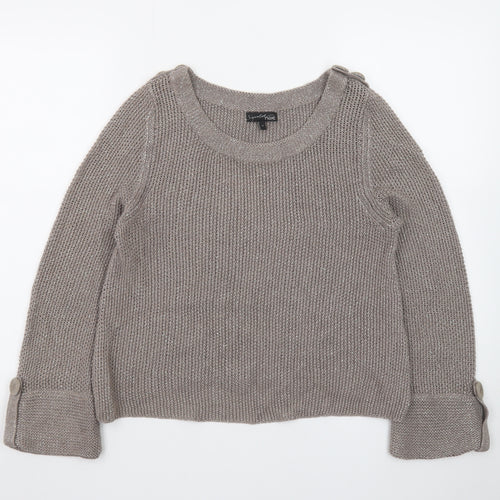 Next Women’s Beige Linen Knit Button Detail Jumper Size 12