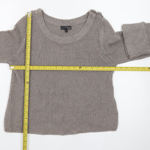 Next Women’s Beige Linen Knit Button Detail Jumper Size 12