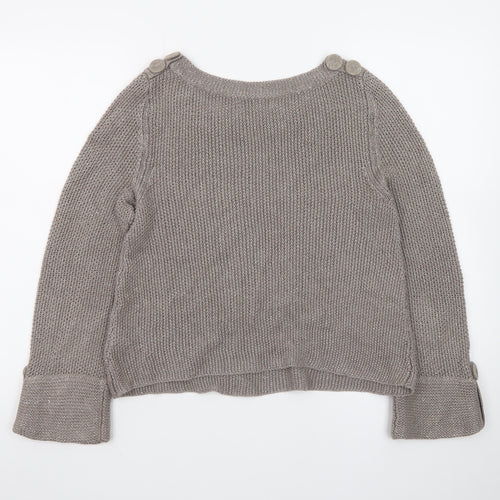 Next Women’s Beige Linen Knit Button Detail Jumper Size 12