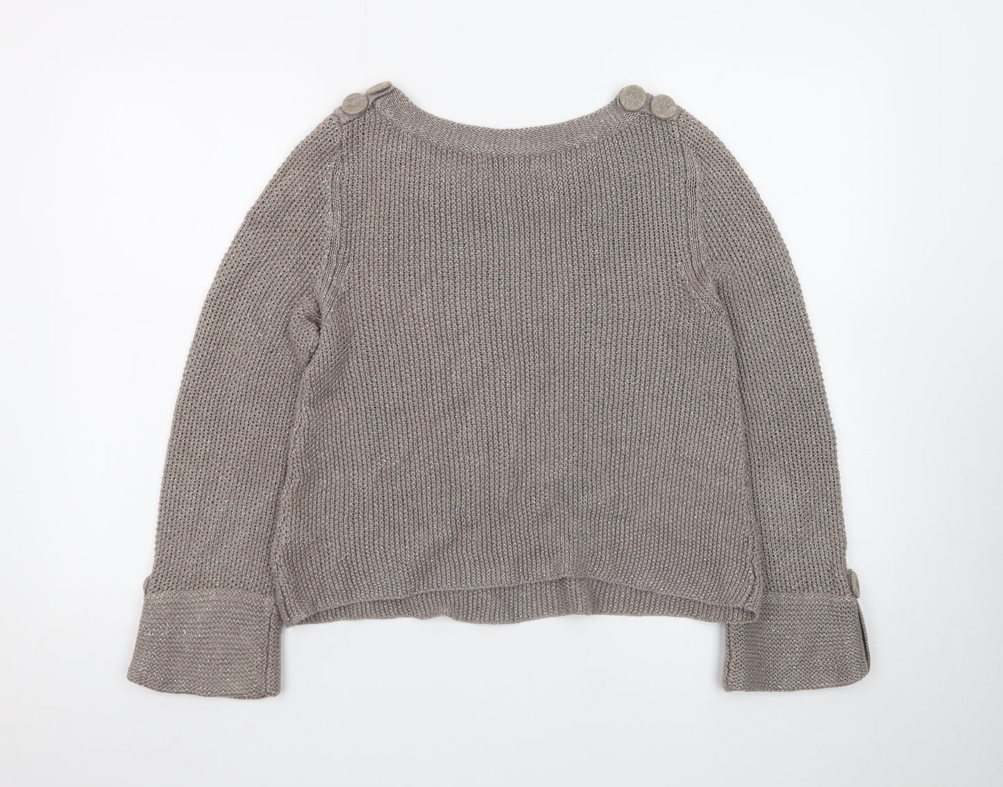 Next Women’s Beige Linen Knit Button Detail Jumper Size 12