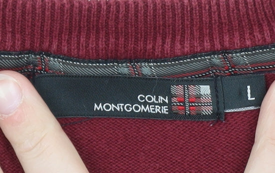 Colin Montgomerie Men's Red Argyle Cotton V-Neck Golf Vest L