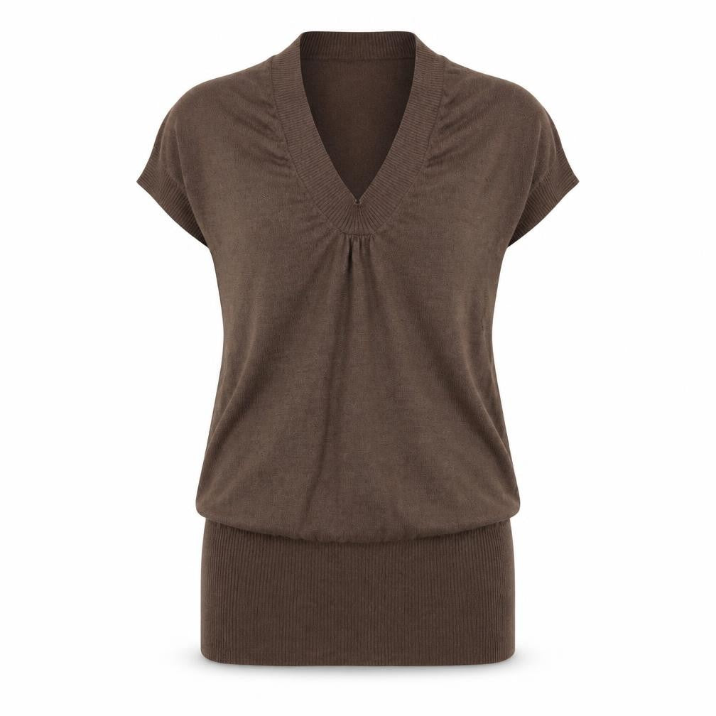 Karen Millen Women Brown Wool Bodycon Short Sleeve Dress Size 10