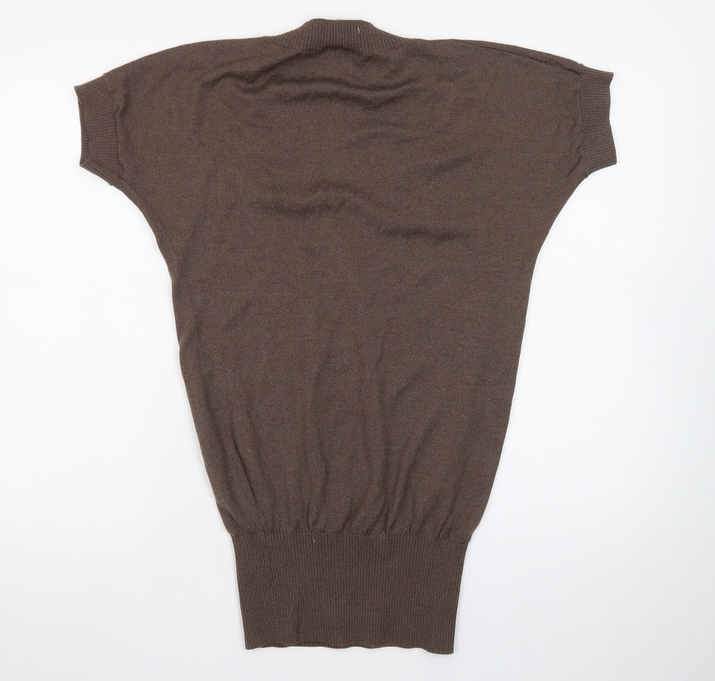 Karen Millen Women Brown Wool Bodycon Short Sleeve Dress Size 10