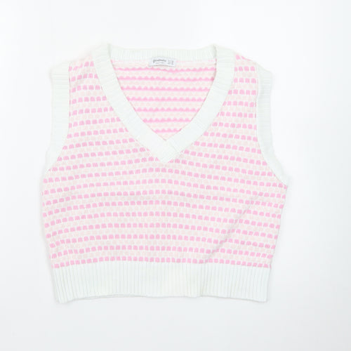 Stradivarius Women's Pink Knit Cropped Tank Top XS