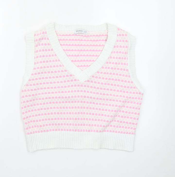 Stradivarius Women's Pink Knit Cropped Tank Top XS