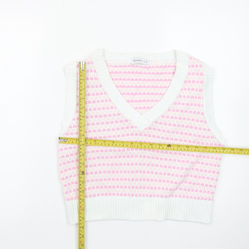 Stradivarius Women's Pink Knit Cropped Tank Top XS