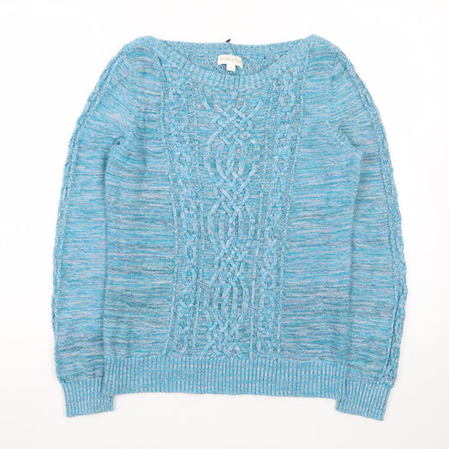 Monsoon Women’s Blue Cable-Knit Cotton Blend Jumper M